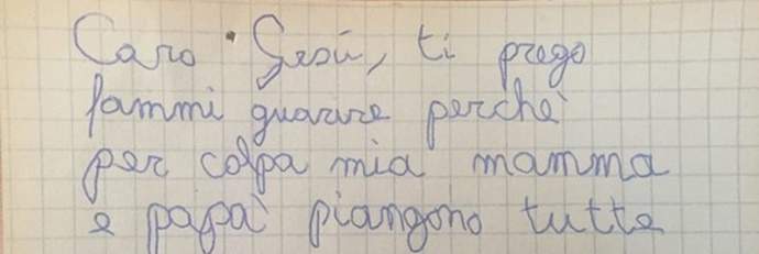 Il bimbo che ha scritto questa lettera è diventato un angelo