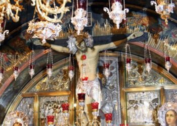 Miracolo nella Chiesa del Santo Sepolcro a Gerusalemme, Cristo apre gli occhi davanti i Sacerdoti e fedeli per un giorno intero