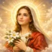 Santa Maria Goretti appare in visione celeste, simbolo di salvezza e fede profonda