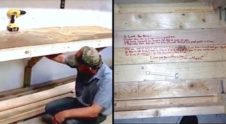 Il marito muore, il figlio guarda il suo bancone da lavoro e trova una dedica stupenda