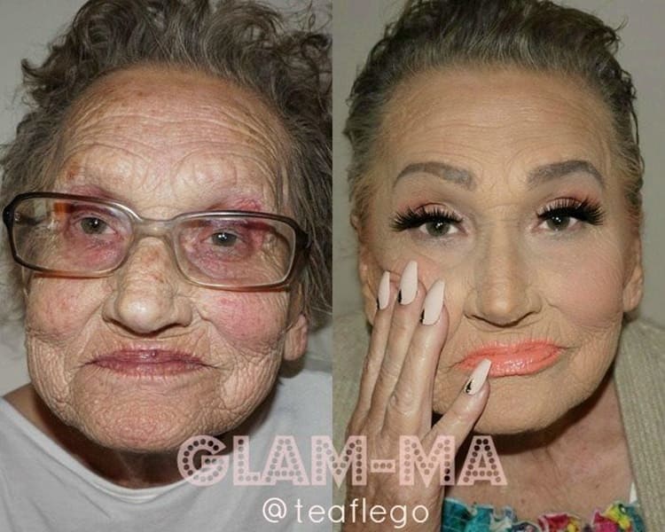 A 80 anni, questa nonna si lascia truccare dalla nipote, il risultato è sorprendente