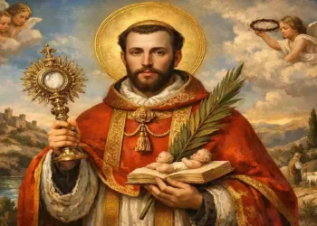 San Raimondo Nonnato in preghiera, simbolo di speranza per chi desidera avere un bambino.