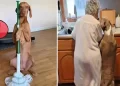 Cane fedele aiuta la sua mamma di 95 anni durante le faccende domestiche