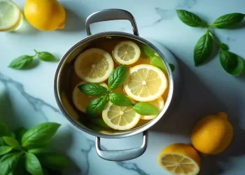Metti a bollire basilico e limone per pochi minuti