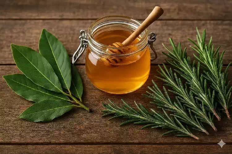 foglie di alloro rosmarino e miele