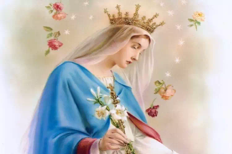 La Madonna rappresentata con un manto azzurro