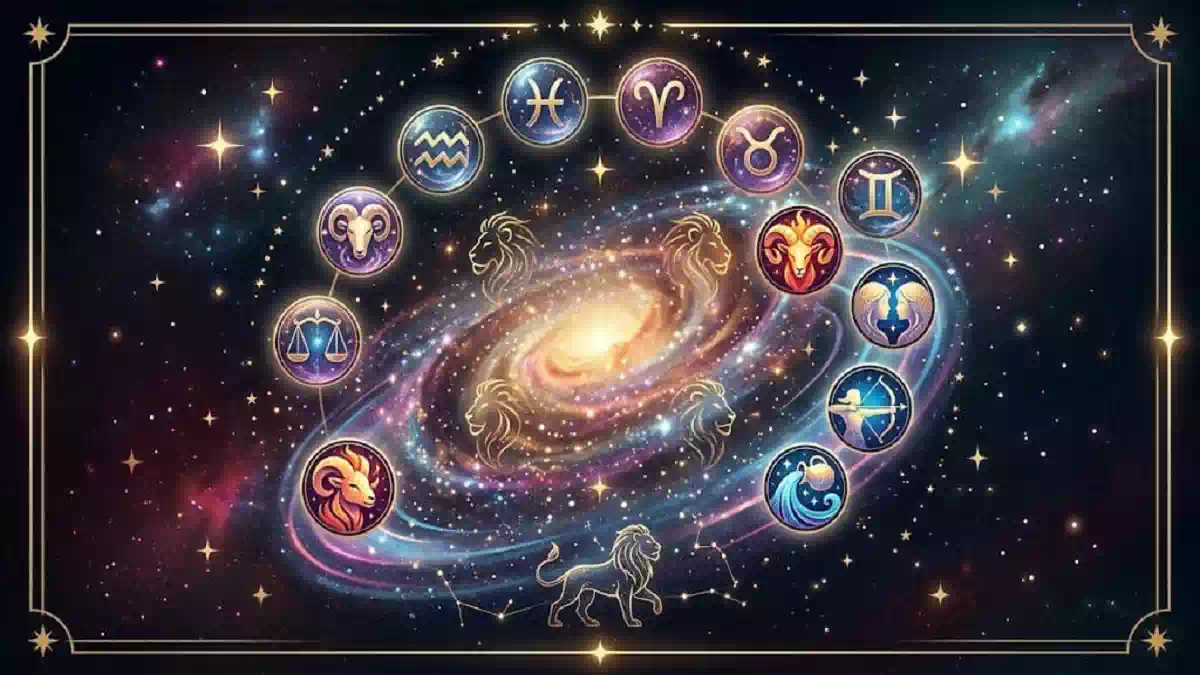 oroscopo di Branko per la settimana dal 15 al 21 Agosto 2026 con i segni zodiacali fortunati e simboli celestiali dorati su sfondo cosmico