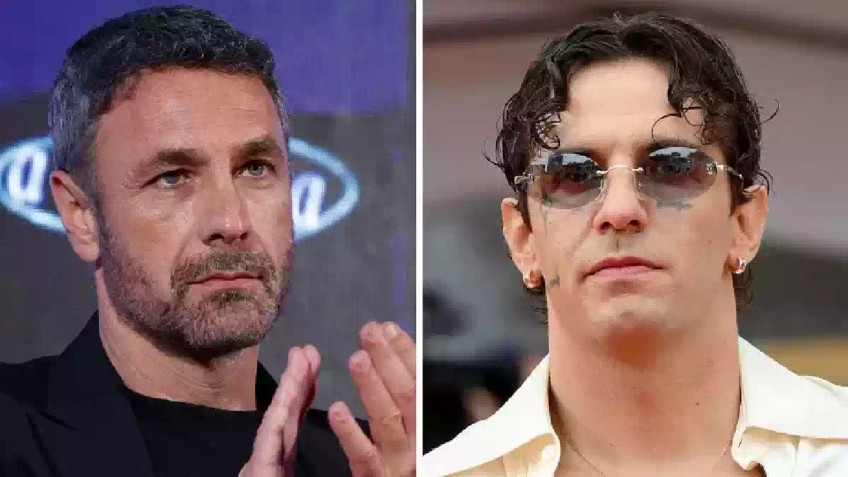 Raoul Bova e Achille Lauro in un fotomontaggio promozionale dedicato agli ascolti TV del 29 settembre 2026, con la sfida tra la fiction Tutto l’amore che resta su Rai 1 e il concerto dell’artista a San Siro trasmesso su Canale 5