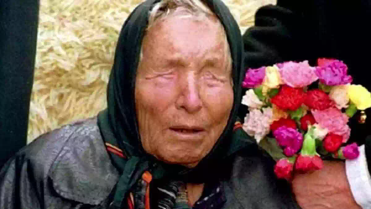 Ritratto simbolico di Baba Vanga con atmosfera mistica, sfondo futuristico e riferimenti alle profezie sul 2027, tra visioni, previsioni e scenari legati al futuro dell’umanità.