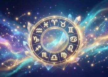 Oroscopo Branko con ruota zodiacale e segni astrologici nel cielo stellato